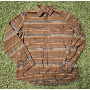 Marmot Shirt Mens Medium Brown Stripe Flannel Button up Outdoor Work Lightweight